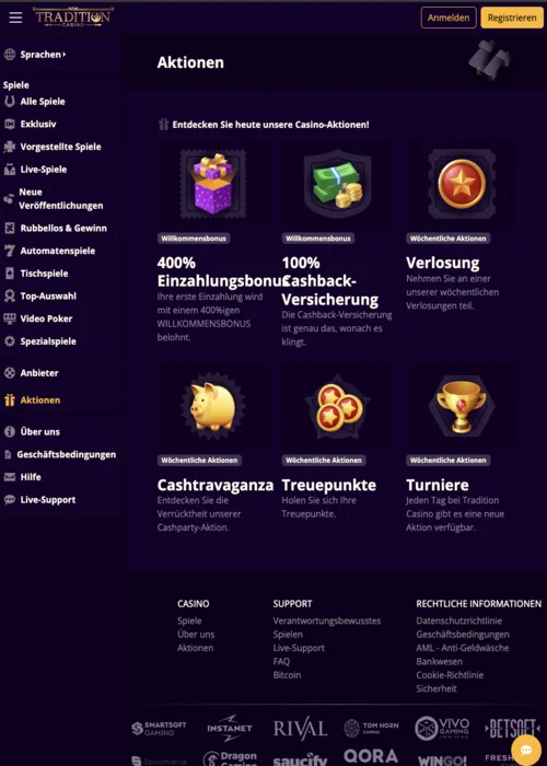Tradition Casino Bonusangebote